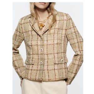NWT ZARA CROPPED TEXTURED BLAZER